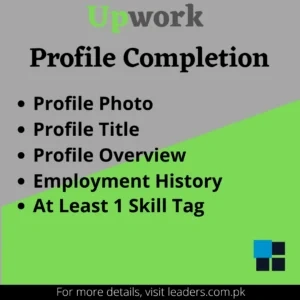 Upwork profile completion checklist with five required elements on a green and gray background